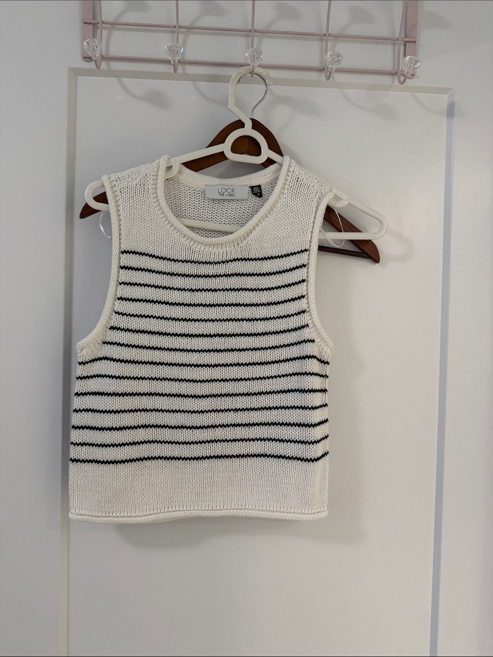 Striped Knit Tank Top in Cream and Black - LOFT
